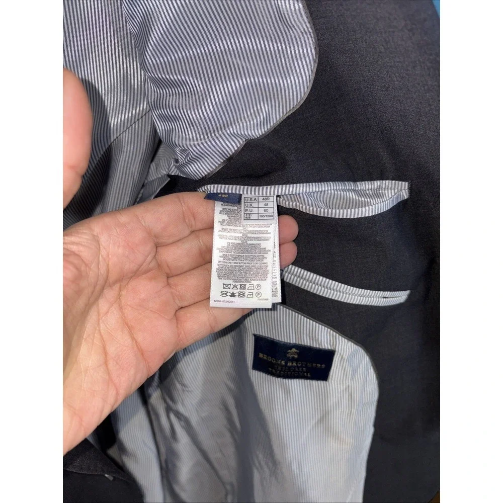 Brooks Brothers Suit Jacket 48 R Gray Wool‎ Luxury Blazer Traditional Explorer